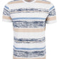 Camiseta listrada masculina Sun + Stone com textura variegada, azul, tamanho médio