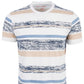 Camiseta listrada masculina Sun + Stone com textura variegada, azul, tamanho médio