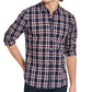 Camisa xadrez masculina Dio da Sun + Stone, azul, tamanho pequeno