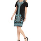 Vestido estampado com ombros descobertos e ajuste justo feminino JM Collection, preto, tamanho extragrande