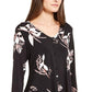 Blusa feminina Alfani com estampa de botões e acabamento em botões, preta, tamanho pequeno e pequeno