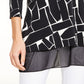 Blusa túnica feminina Alfani com acabamento em malha estampada, preta, tamanho pequeno