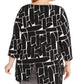 Top de malha estampada Alfani feminino plus size preto tamanho 1X