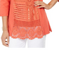 JM Collection Blusa feminina de algodão crochê patchwork laranja tamanho X-S