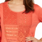 JM Collection Blusa feminina de algodão crochê patchwork laranja tamanho X-S