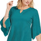 Blusa feminina com manga flare e detalhes embelezados, verde, tamanho médio