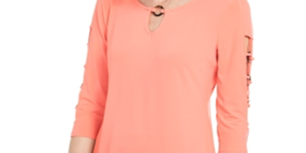 JM Collection Top feminino com alças O Ring, laranja, tamanho grande
