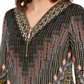 Blusa estampada com decote em zíper e manga comprida feminina JM Collection - preta, tamanho XX-G