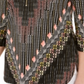 Blusa estampada com decote em zíper e manga comprida feminina JM Collection - preta, tamanho XX-G