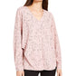 Blusa feminina Alfani com estampa abstrata e drapeada, rosa, tamanho X-S