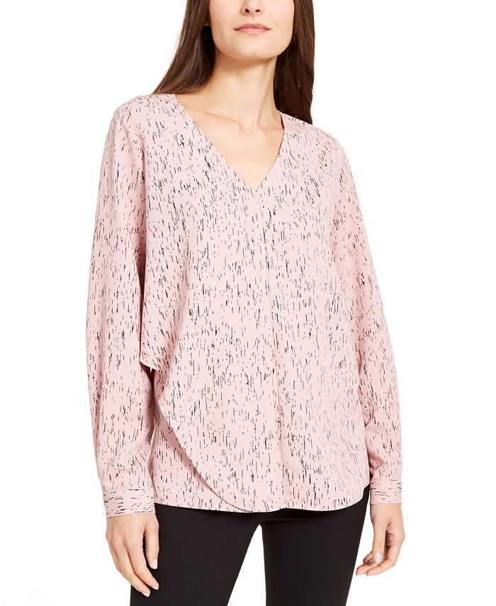 Blusa feminina Alfani com estampa abstrata e drapeada, rosa, tamanho X-S