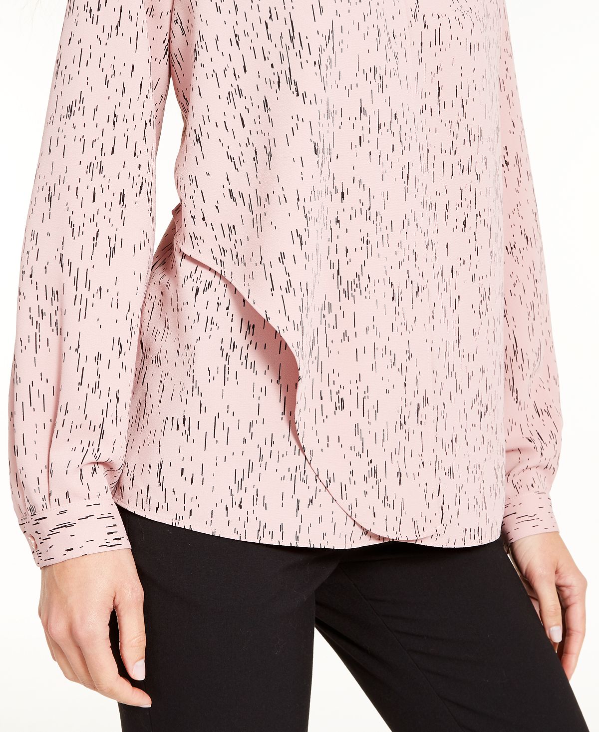 Blusa feminina Alfani com estampa abstrata e drapeada, rosa, tamanho X-S