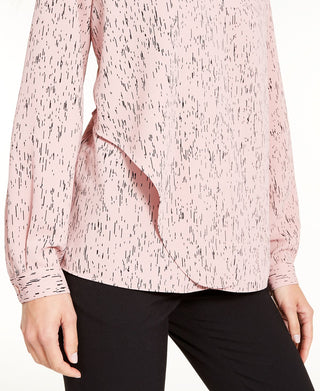 Blusa feminina Alfani com estampa abstrata e drapeada, rosa, tamanho X-S