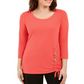 Túnica feminina com acabamento em ferragens JM Collection laranja tamanho XX-G