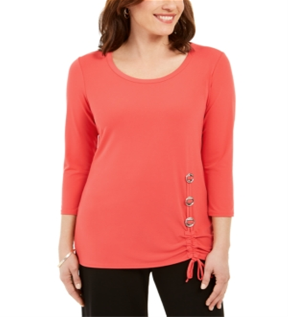 Túnica feminina com acabamento em ferragens JM Collection laranja tamanho XX-G