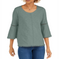 Blusa feminina estilo &amp; co com acabamento em crochê e manga sino, verde, tamanho grande