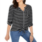 Top feminino com estampa frontal e amarração Style &amp; Co, preto, tamanho médio