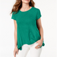 Camiseta feminina estilo &amp; co com bainha de lenço, verde, tamanho grande