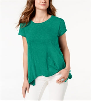 Camiseta feminina estilo &amp; co com bainha de lenço, verde, tamanho GG