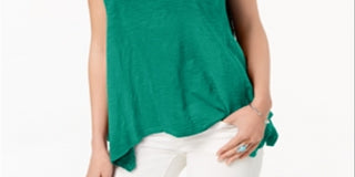 Camiseta feminina estilo &amp; co com bainha de lenço, verde, tamanho GG