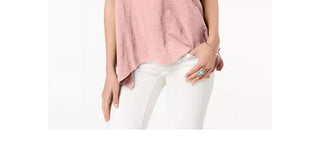 Camiseta feminina estilo &amp; co com bainha de lenço rosa, tamanho médio