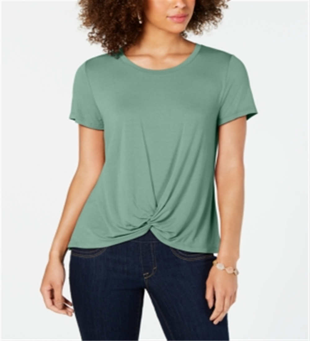 Top feminino com frente torcida estilo &amp; co, verde, tamanho extrapequeno