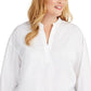 Blusa feminina Alfani com estampa de bolinhas e cordão, branca, tamanho 0X