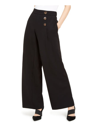 Calça feminina Alfani de perna larga e lisa para usar no trabalho, preta, tamanho pequeno