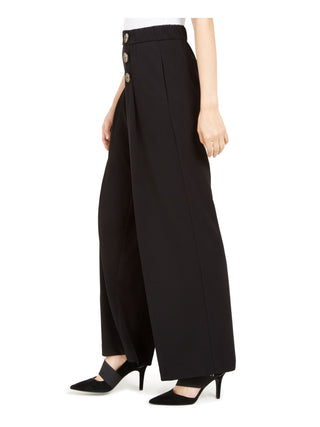 Calça feminina Alfani de perna larga e lisa para usar no trabalho, preta, tamanho pequeno
