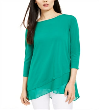 Túnica Alfani Feminina Translúcida com Bainha Cruzada Verde Tamanho P