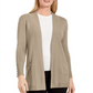 Cardigan feminino JM Collection com frente aberta, marrom, tamanho grande