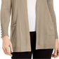 Cardigan feminino JM Collection com frente aberta, marrom, tamanho grande