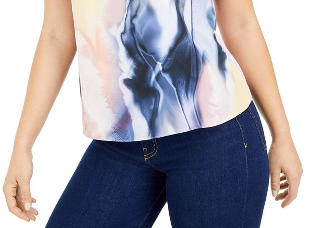 Camisola feminina Bar III com babados estampada, rosa, tamanho grande