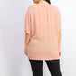 Blusa feminina estilo &amp; co rosa com decote em V e frente torcida, tamanho grande