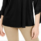 Blusa feminina Alfani com decote em V e manga 3/4, preta, tamanho grande