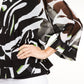 Blusa feminina Alfani com estampa animal, manga 3/4, decote em V, preta, tamanho grande