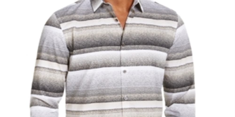 Camisa masculina de algodão estampada Alfani com botões, preta, tamanho extragrande