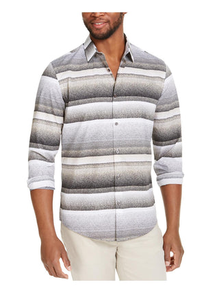 Alfani Men's Cotton Printed Button Down Shirt Brown Size XX-Large