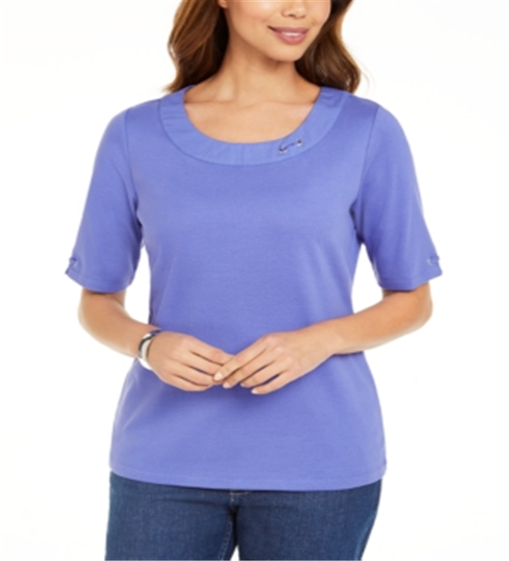 Karen Scott Top Feminino de Algodão com Argola Roxo Tamanho Grande