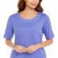 Karen Scott Top Feminino de Algodão com Argola Roxo Tamanho Grande