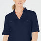 Karen Scott Blusa Feminina de Algodão com Gola Johnny Azul Tamanho X-S