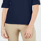 Karen Scott Blusa Feminina de Algodão com Gola Johnny Azul Tamanho X-S