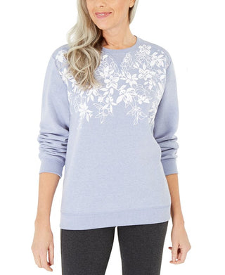 Blusa de lã com estampa floral feminina Karen Scott, azul, tamanho pequeno