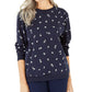 Karen Scott Blusa Feminina Daisys Fleece Gola Redonda Azul Tamanho Grande