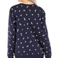 Karen Scott Blusa Feminina Daisys Fleece Gola Redonda Azul Tamanho Grande