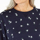 Karen Scott Blusa Feminina Daisys Fleece Gola Redonda Azul Tamanho Grande