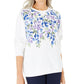 Blusa de lã estampada feminina Karen Scott, azul, tamanho X-S