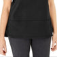 Blusa feminina Karen Scott de algodão com pespontos, preta, tamanho médio