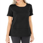 Blusa feminina Karen Scott de algodão com pespontos, preta, tamanho médio