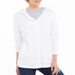 Moletom com capuz feminino Karen Scott com botões frontais, branco, tamanho pequeno